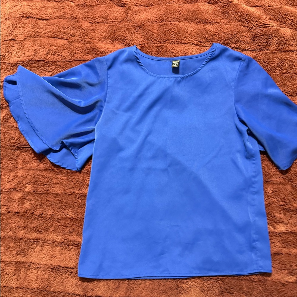 SHEIN Royal Blue Blouse with Flared Sleeves